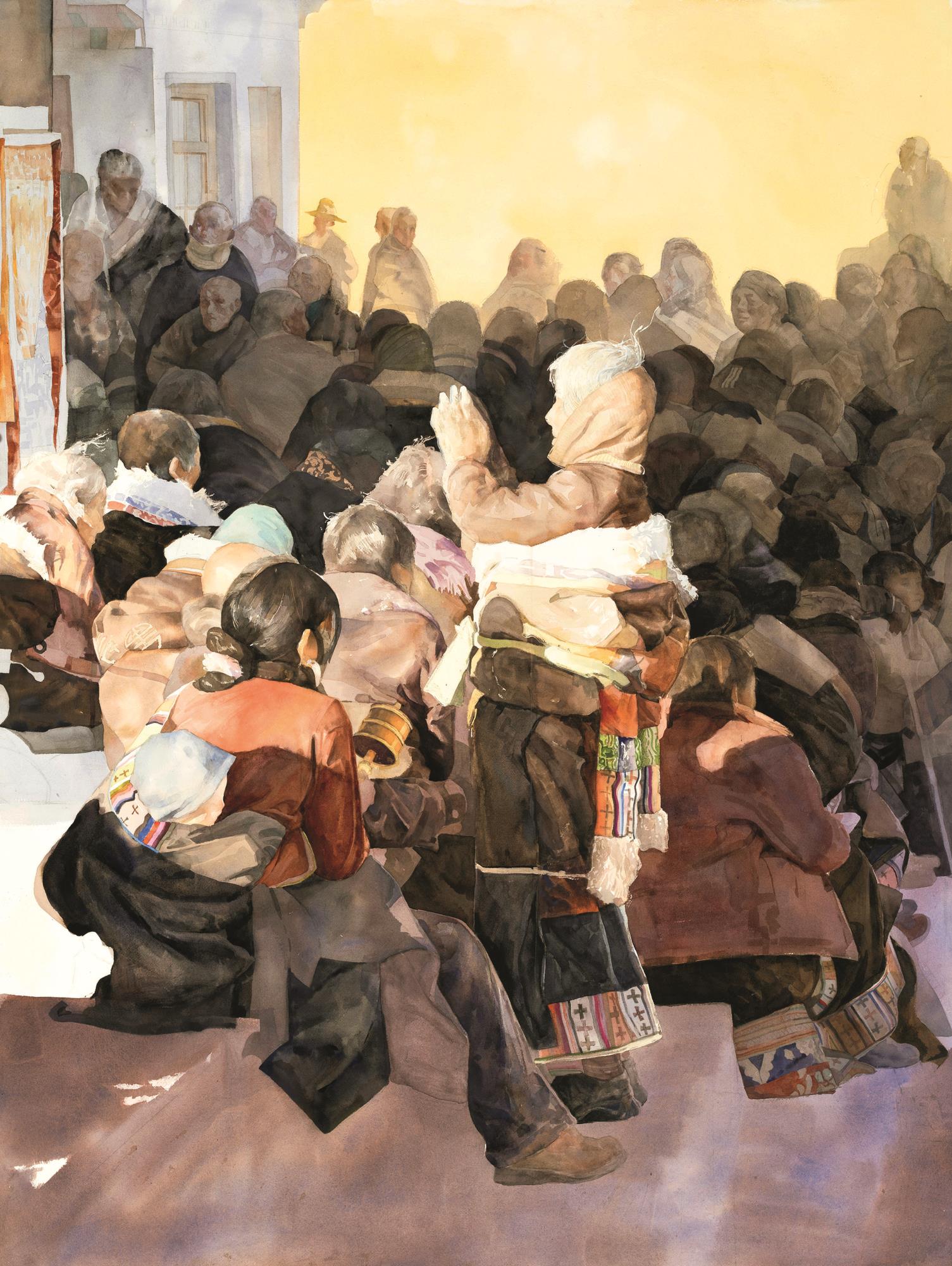 任重山 向阳 110cm×145cm 水彩画.jpg