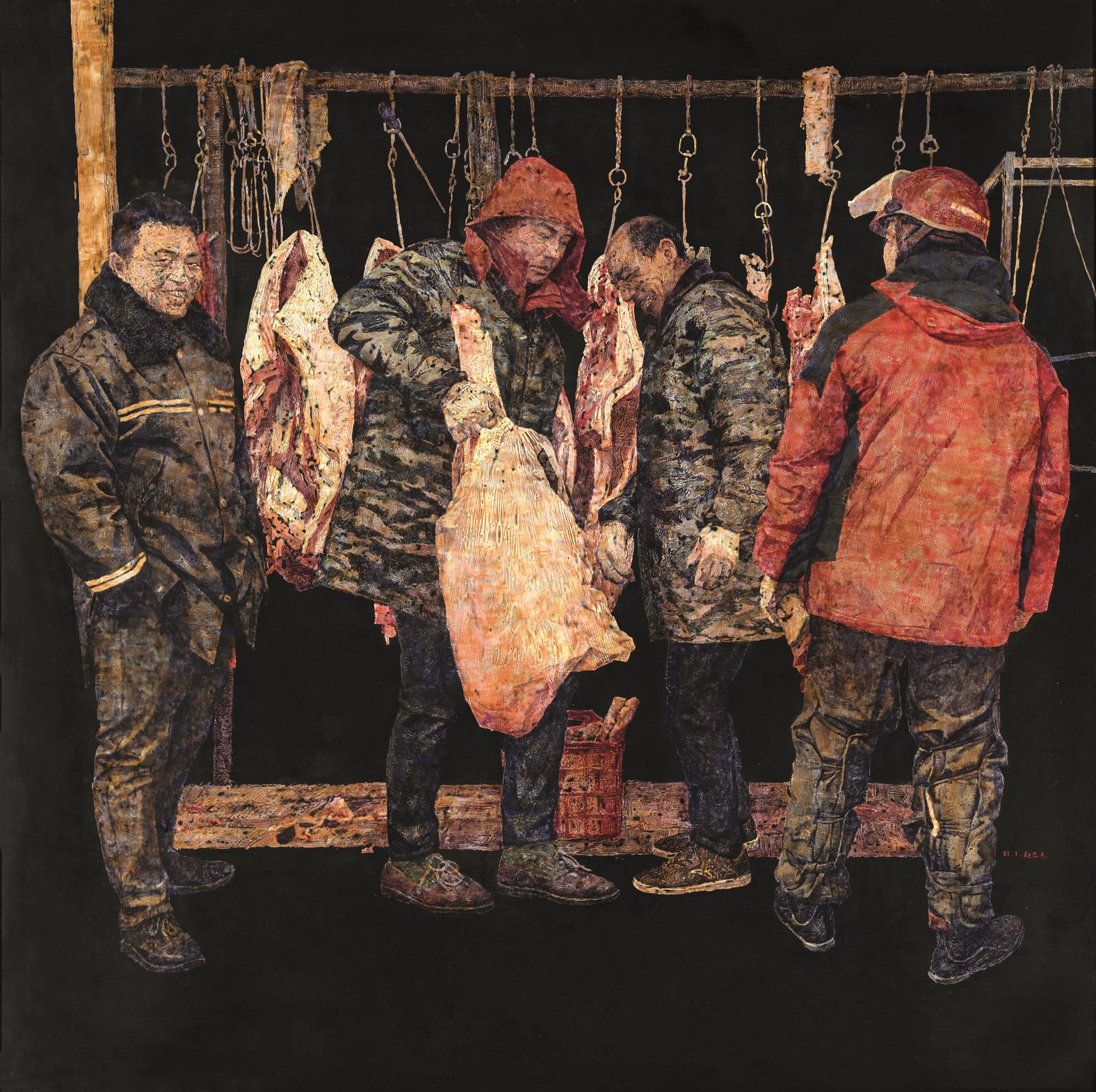 赵志杰 过个肥年 120cm×120cm 漆画.jpg